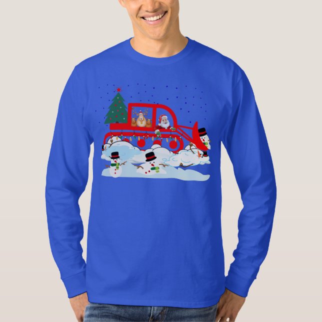 Snögubbar för snöplöjning av tomten och renar t shirt (Framsida)