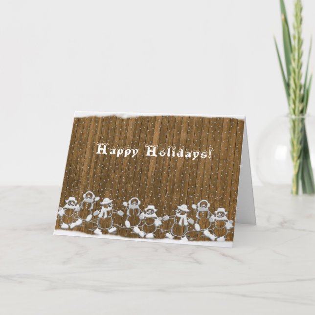 Snögubbar för stängsel av hälsningskort helgkort (Framsida)