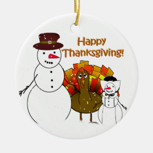 Snögubbar för thanksgiving julgransprydnad keramik