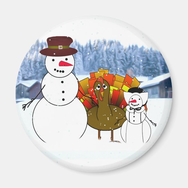 Snögubbar för thanksgiving magnet (Framsidan)