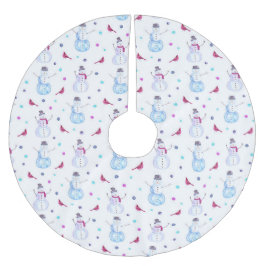 Snögubbar för vattendjup och kardinalfåglar julgransmatta borstad polyester