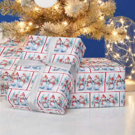 Snögubbar för vattenfärg jul presentpapper