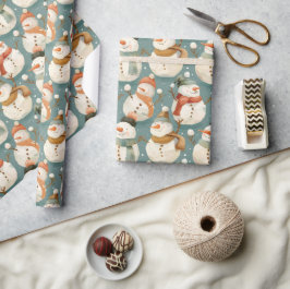 Snögubbar för vimatisk tecknad presentpapper