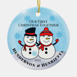 Snögubbar Första jul tillsammans Julgransprydnad Keramik