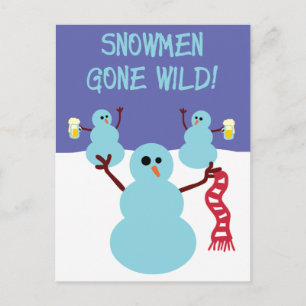 Snögubbar galna! vykort