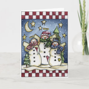 Snögubbar - gratulationskort helgkort