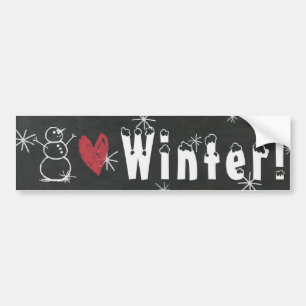 Snögubbar Heart Winter Bumper Sticker Bildekal