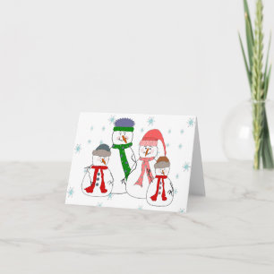 Snögubbar i familjen Snögubbe Barn Snö Whimsical A Helgkort