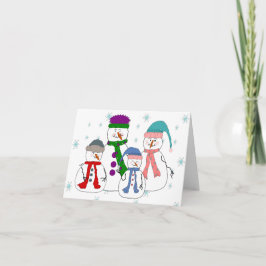 Snögubbar i familjen Snögubbe Barn Snö Whimsical A Helgkort