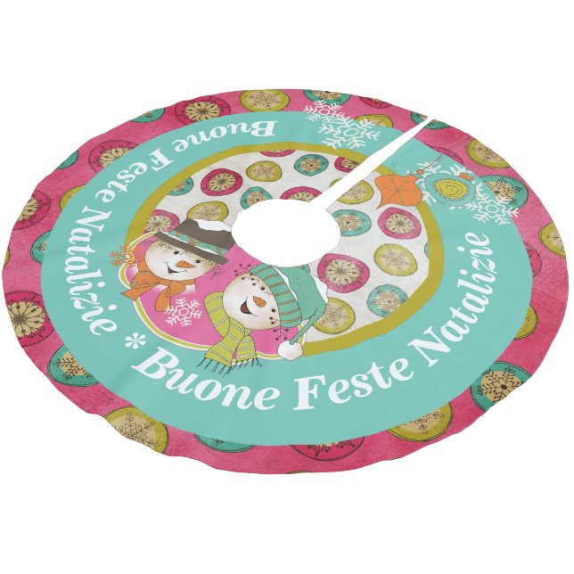 Snögubbar Italienska God jul Träd Skirt Julgransmatta Borstad Polyester (Vinklad)