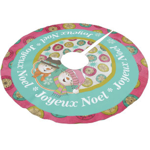 Snögubbar Joyeux Noel Helgdag Träd Skirt Julgransmatta Borstad Polyester