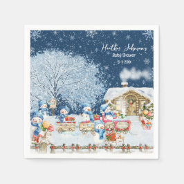 Snögubbar Jul Bebis Shower Pappersservett