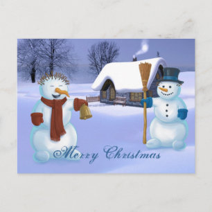 Snögubbar Jul Helg Vykort