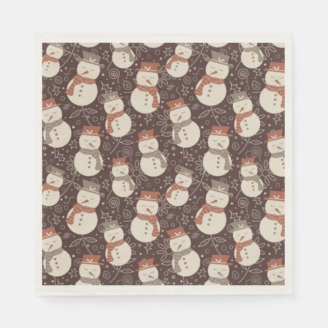 Snögubbar - jul, mönster amaro röd. pappersservett (Framsidan)