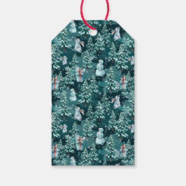 Snögubbar, Julgranar, gåvor och gåvor till jul Presentetikett