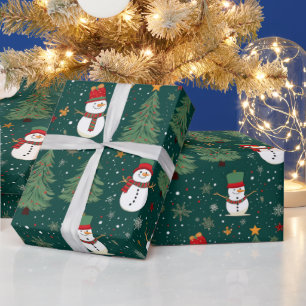 Snögubbar Julgranar Grönt jul Presentpapper