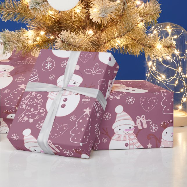 Snögubbar Julgranar Hjärtar Lila jul Presentpapper (Helgdagar)