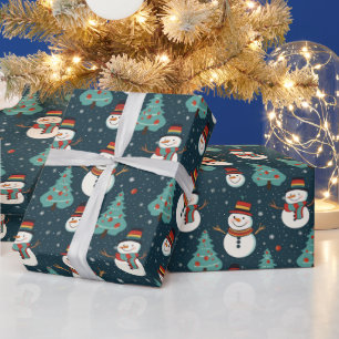 Snögubbar Julgranar Snöflingor Grönt jul Presentpapper