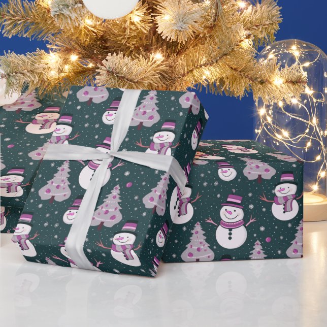 Snögubbar Julgranar Snöflingor Grönt jul Presentpapper (Helgdagar)