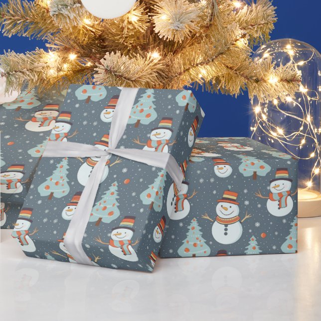 Snögubbar Julgranar Snöflingor Grönt jul Presentpapper (Helgdagar)
