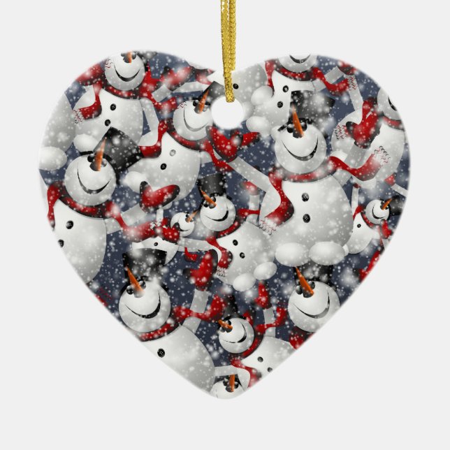 Snögubbar Julgransprydnad Keramik (Framsidan)