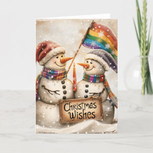 Snögubbar LGBTQ-julkonst Helgkort