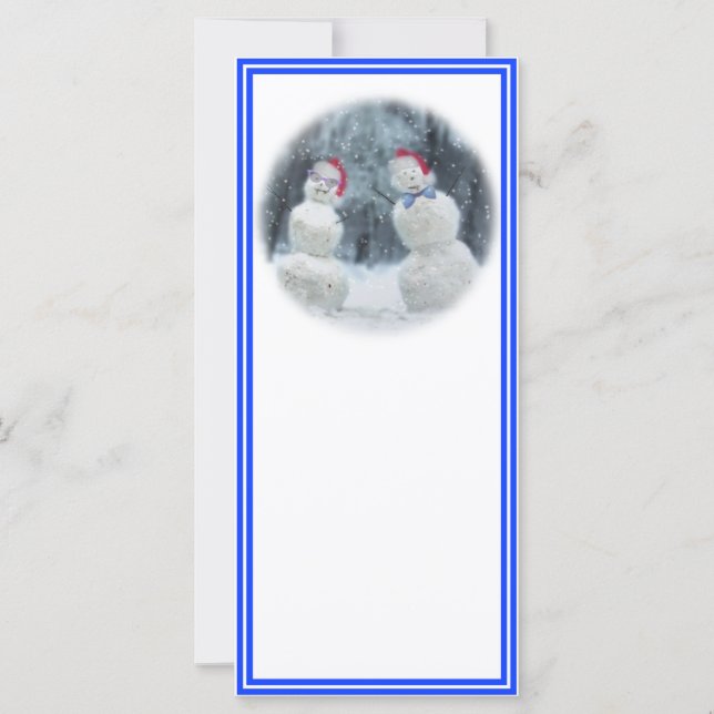 Snögubbar med glasögon och tomthattar (Framsida)