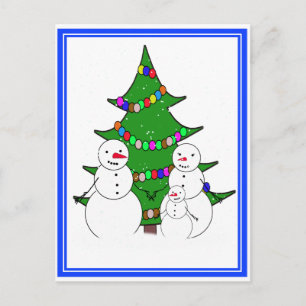 Snögubbar med Julgran-familjen Helg Vykort