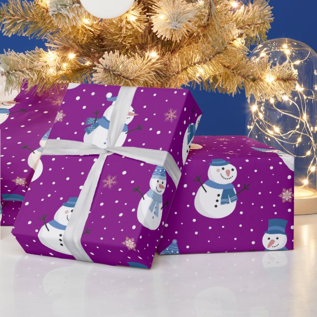 Snögubbar med Lilans bakgrund Presentpapper (Helgdagar)