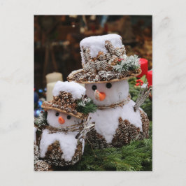 Snögubbar med Pinecone Hat Vykort