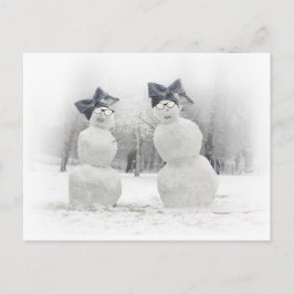Snögubbar med stora radhattar vykort
