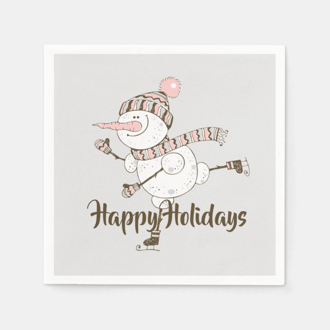 Snögubbar med vismisk isfjällning pappersservett (Framsidan)