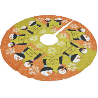 Snögubbar Melt My Heart Helgdag Träd Skirt Julgransmatta Borstad Polyester