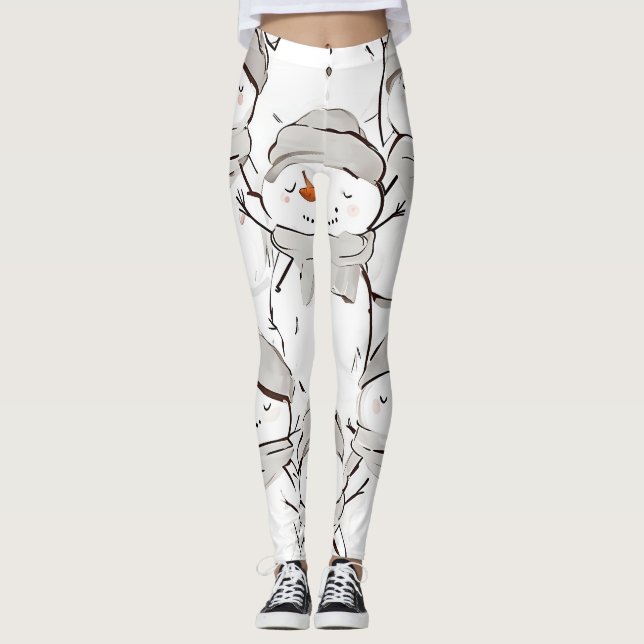 Snögubbar mönster leggings (Framsida)