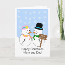 Snögubbar Mor och Pappa jul-kort