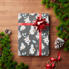 Snögubbar och fåglar under jul presentpapper