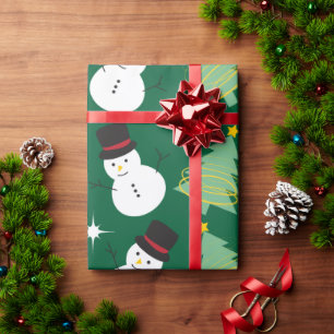 Snögubbar och Julgran Mönster Presentpapper