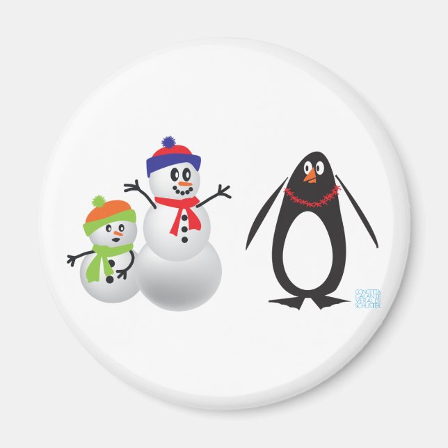 Snögubbar och Penguin Magnet (Framsidan)