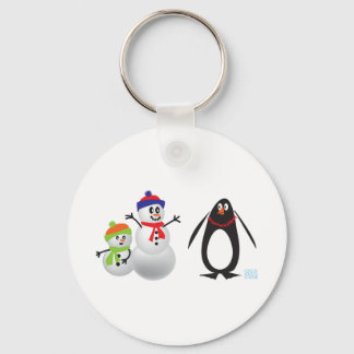 Snögubbar och Penguin Nyckelring