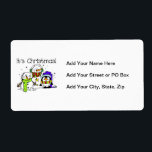 Snögubbar och Penguins Det är jul Fraktsedel<br><div class="desc">En söt helgdag med två snögubbar och en penguin klädd i sjalar,  vinterhattar och örmuffar och text som lyder Det är jul på helgdag T-tröjor,  sweatshirts,  mugg,  säckar,  kort,  klistermärken,  keepsakes,  kuddar och mycket mer!</div>