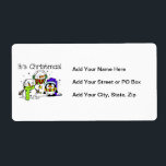 Snögubbar och Penguins Det är jul Fraktsedel<br><div class="desc">En söt helgdag med två snögubbar och en penguin klädd i sjalar,  vinterhattar och örmuffar och text som lyder Det är jul på helgdag T-tröjor,  sweatshirts,  mugg,  säckar,  kort,  klistermärken,  keepsakes,  kuddar och mycket mer!</div>