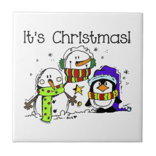 Snögubbar och Penguins Det är jul Kakelplatta