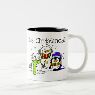 Snögubbar och Penguins Det är jul Två-Tonad Mugg