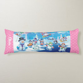 snögubbar på underland under vintern i julklapp kroppskudde