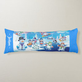 snögubbar på underland under vintern i julklapp kroppskudde