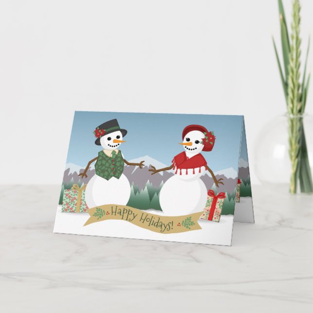 Snögubbar Papprare dockkort Helgdag Kort (Framsida)
