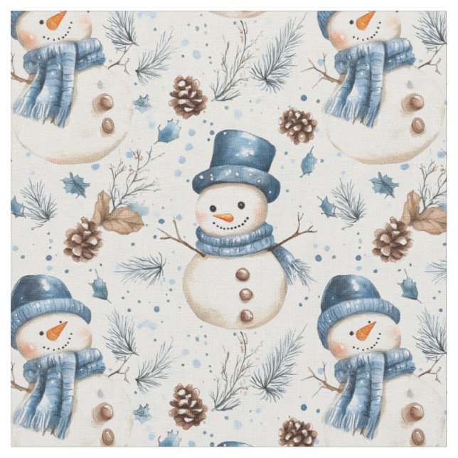 Snögubbar & Pinecones Tyg (Närbild)