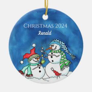 Snögubbar Rosting Marshmellows Personlig Ornamen Julgransprydnad Keramik