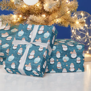 Snögubbar Snö jul - prydnadsföremål Blå jul Presentpapper