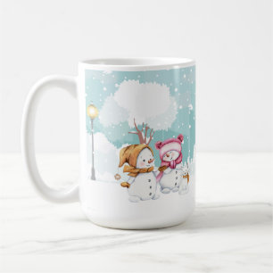 Snögubbar som samlar in och spelar i Julhelgen Kaffemugg